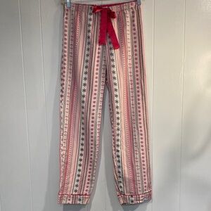 100% Cotton Flannel Pajama Pants Lounge Snowflake Pink Heart Stripe Cozy Medium